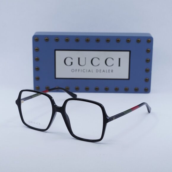 Gucci GG1003O 008 Square Eyeglasses – Shiny Black 53mm - Picture 1 of 11